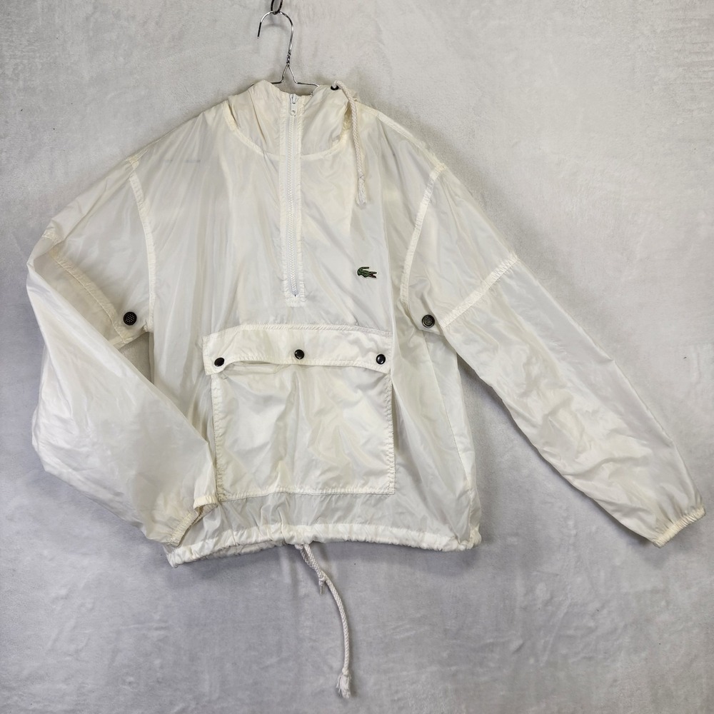 Vintage Chemise Lacoste‎ Anorak Windbreaker Mens L Off White Pullover 80s 90s
